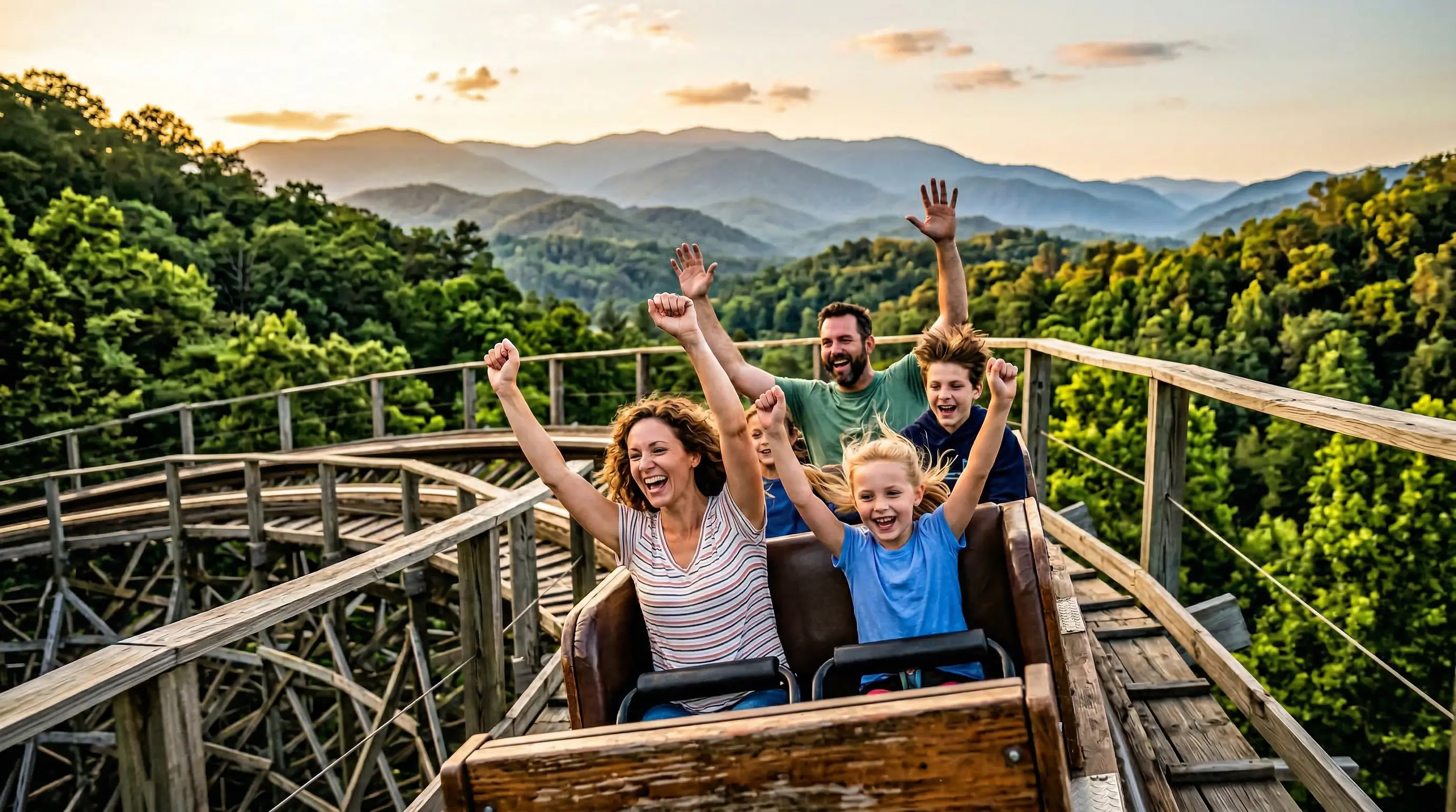 Family on roller coaster at Dollywood