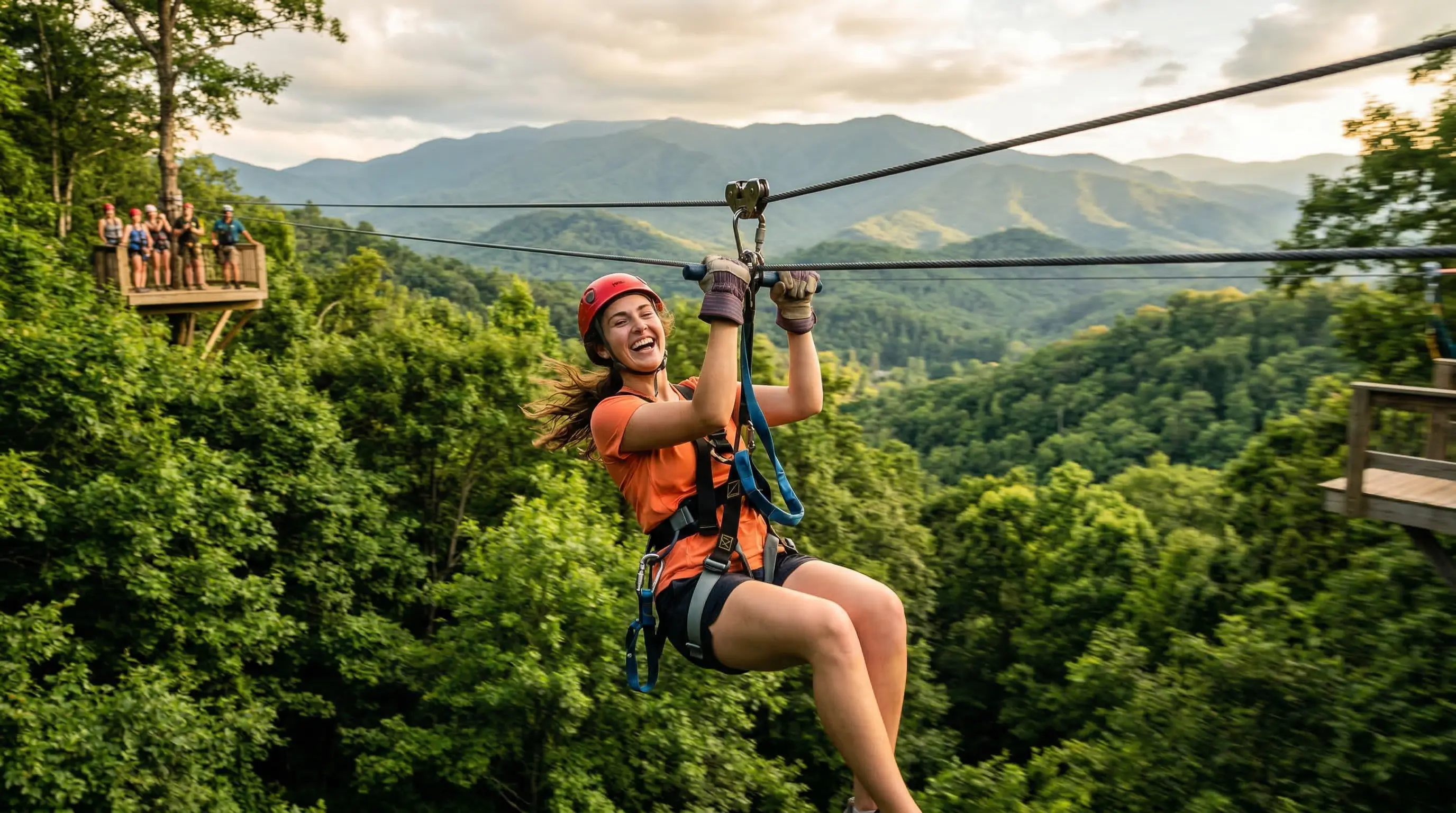 Ziplining over Smoky Mountain canopy