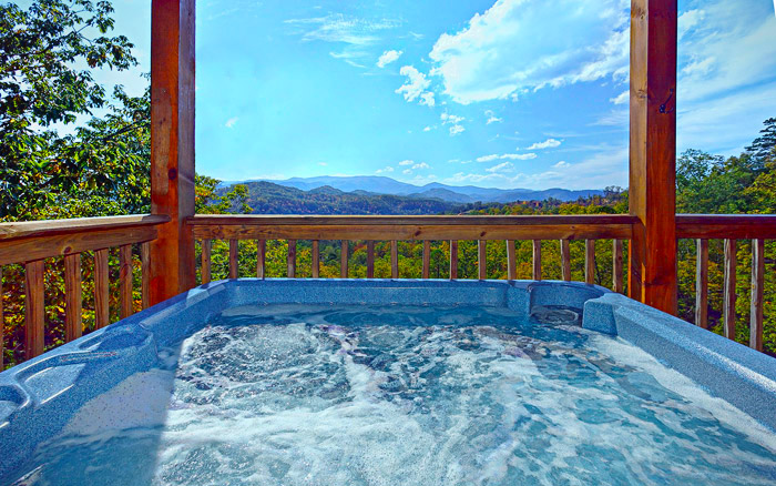 Hot Tub in a Smoky Mountain Log Cabin