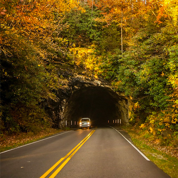 Beautiful Smoky Mountain Tunnel in Fall